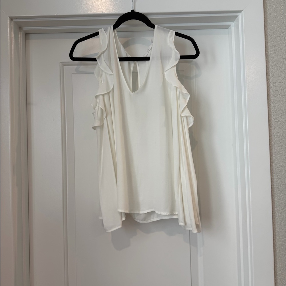 Elegant White Ruffle Sleeve Top